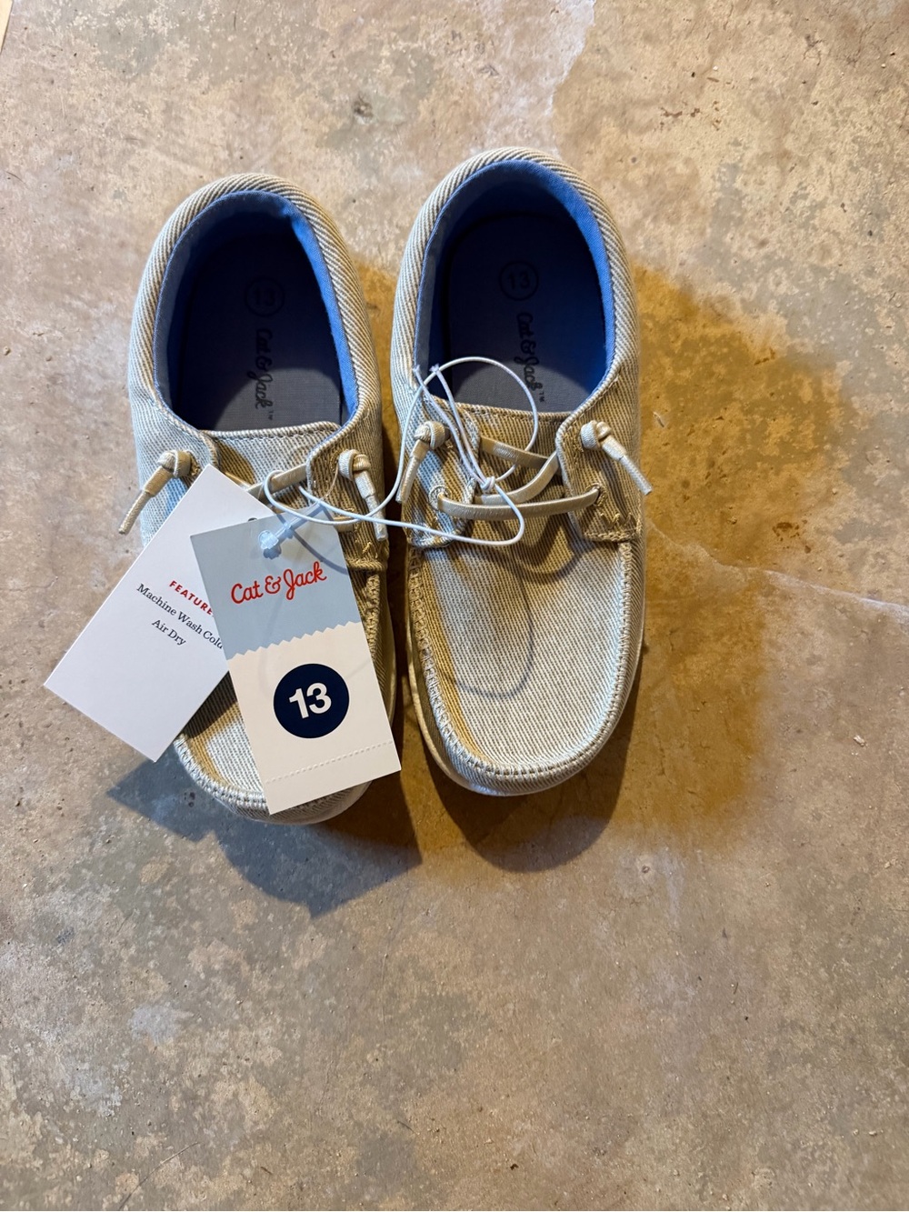 Target Cat & Jack Beige Canvas Kids Sneakers with Blue Insole - Size 13